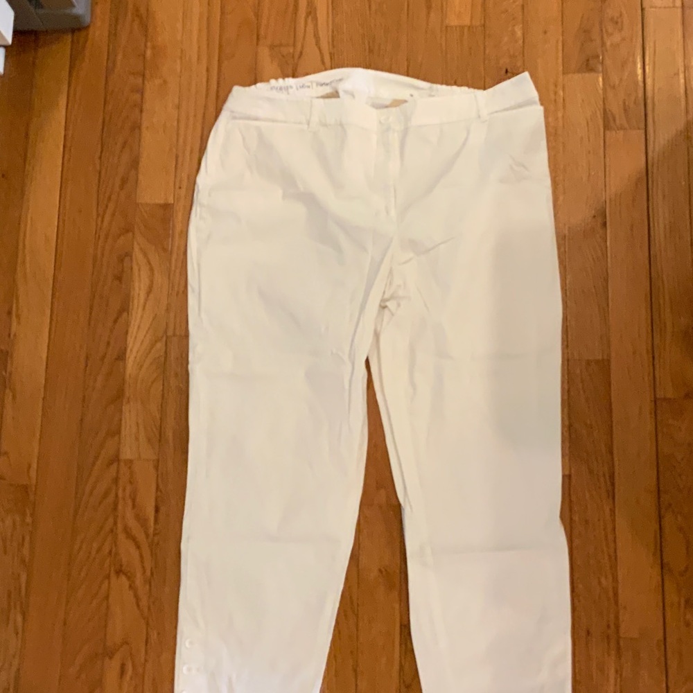 Talbots White and Tan Perfect Crop Pants